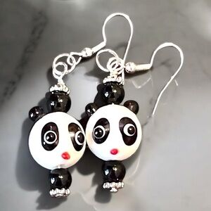 Glass Panda Bear Earrings Panda earrings Panda bear earrings. Adorable